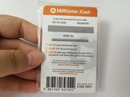 Tarjeta de rascar de papel de la lotería con el código de barras impreso código cubierto del número de Ramdom