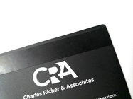 CR80 Tarjetas de visita de metal negro mate Logotipo de impresión en color de terciopelo