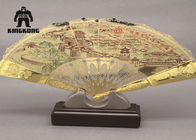Estilo chino decorativo plegable de acero del arte tradicional de la fan del oro/de la plata de las artesanías