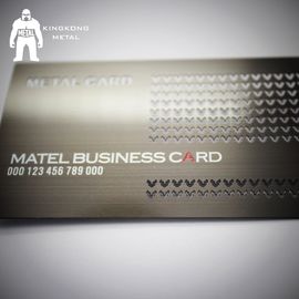 Tarjeta de visita plateada arma de encargo del metal del acero inoxidable del logotipo de la fuente de la fábrica de la tarjeta del metal