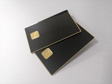 Tarjeta de banco negra mate llana del metal de la aduana 0.8m m con el agujero del microprocesador del contacto