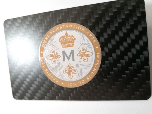 Logotipo negro 85x54x0.5m m de la impresión de la serigrafía de la tarjeta de la fibra de carbono
